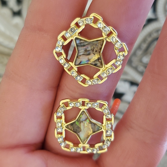 New Gold Wrapped Abalone Shell Stud Earrings. - Picture 10 of 16